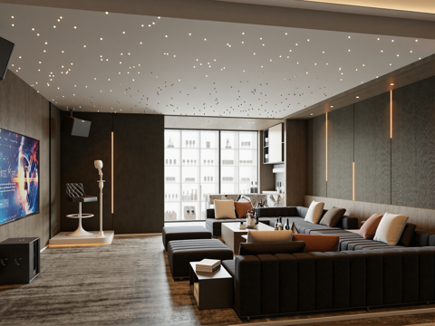 网红KTV  影音室su模型