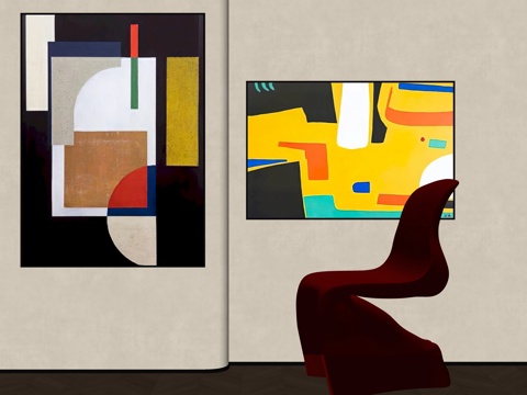 现代多巴胺装饰画su模型