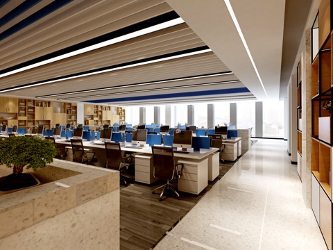  现代办公室3d模型 