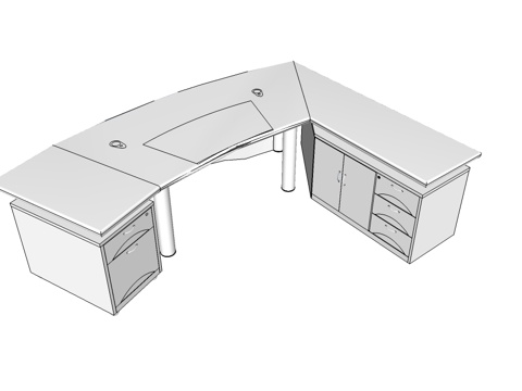 班台桌 办公桌 办公椅 办公家具su模型