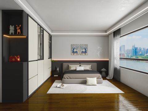 现代简约卧室免费su模型