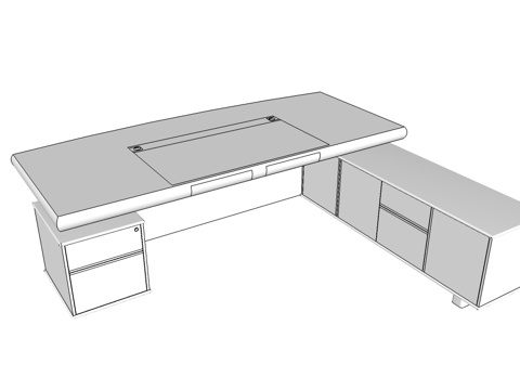 班台桌 办公桌 老板办公桌su模型