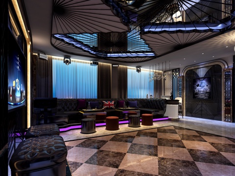  简欧现代KTV包间3d模型 