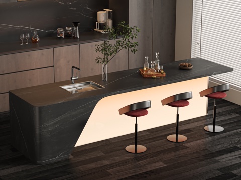 吧台中岛台su模型