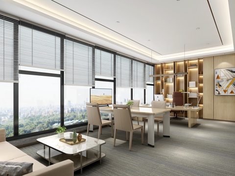  现代总经理办公室3d模型 