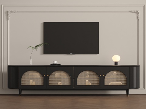 法式电视柜su模型