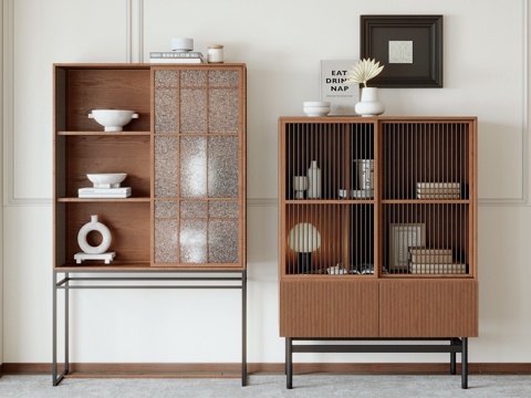  中古风边柜 玄关柜 储物柜3d模型 