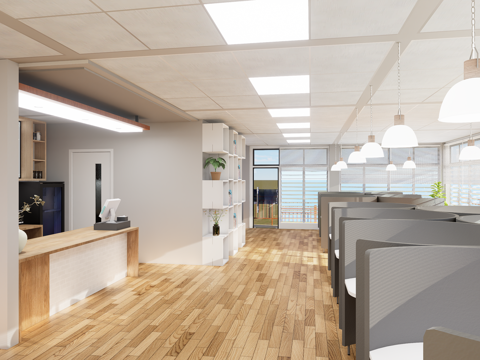 现代简约自习室 自修室 学习空间su模型