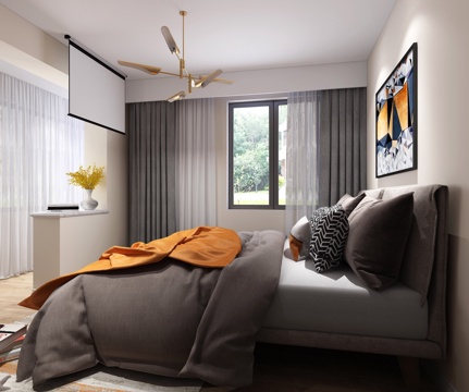  北欧卧室3d模型 