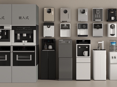 现代饮水机 茶吧机su模型