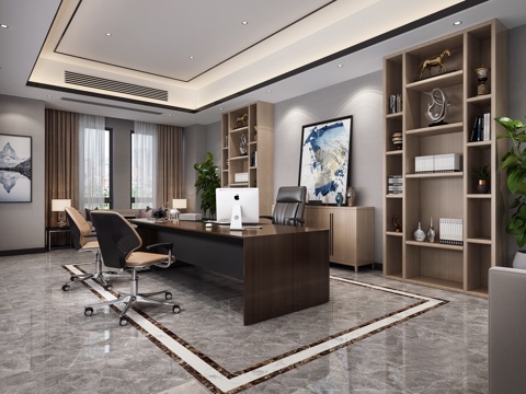  现代经理室 现代办公室3d模型 