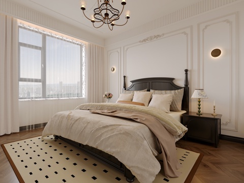  法式主卧3d模型 