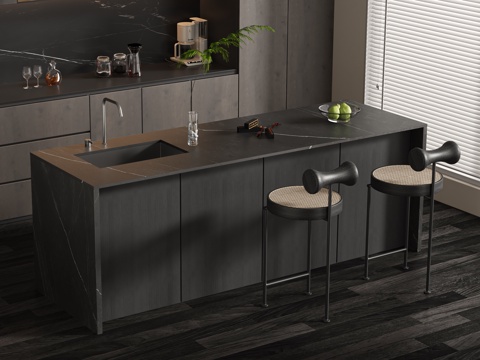 吧台中岛台su模型