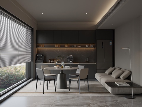  现代餐厅3d模型 