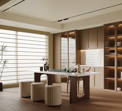 中古风书桌 书柜su模型