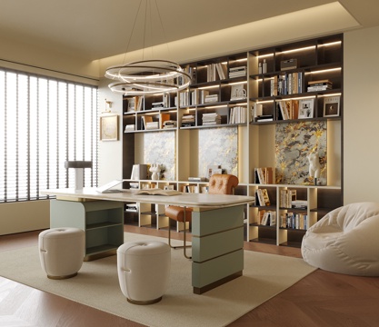 现代书房su模型