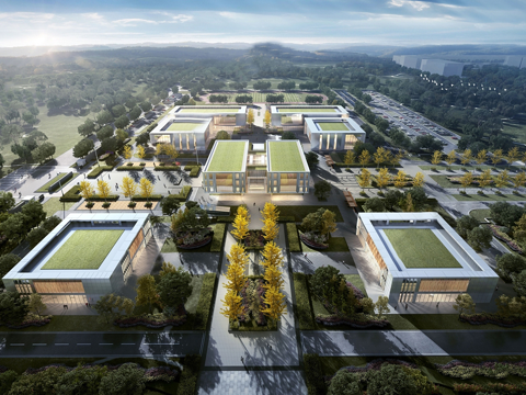 现代智能制造产业园 工业研发厂房su模型