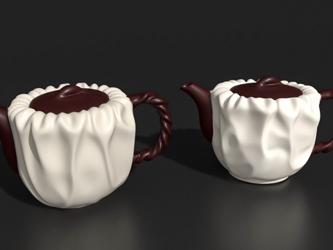  水杯茶壶陶瓷杯咖啡杯马克杯艺术摆件3d模型 