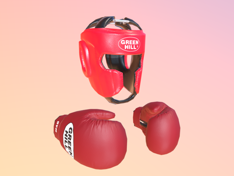  拳击手套 拳击头罩 护具 训练护头罩 搏击头套3d模型 