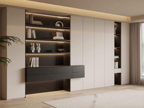 现代简约书柜su模型