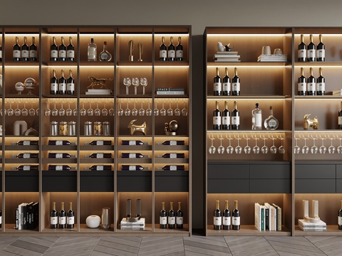 现代意式酒柜su模型
