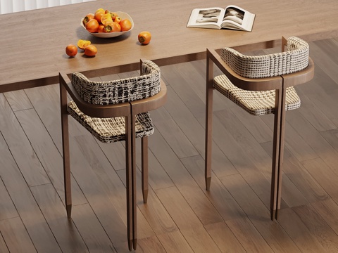 现代中古风吧凳 吧椅su模型