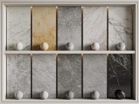 现代轻奢石材 烫银大理石 岩石 奢石 黑白纹路石材su模型