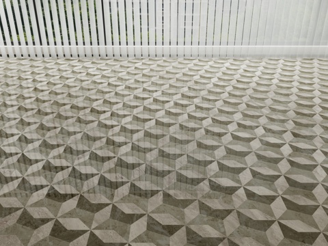  现代石材地面拼花3d模型 