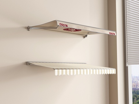 现代遮阳棚 伸缩遮阳棚 雨搭 遮雨棚 户外雨棚su模型