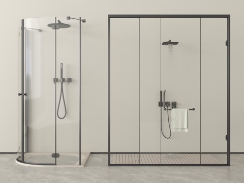 现代淋浴房 淋浴间 花洒 卫浴用品su模型