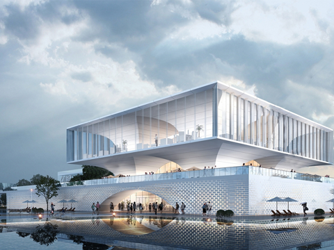 现代售楼处建筑 售楼部建筑su模型