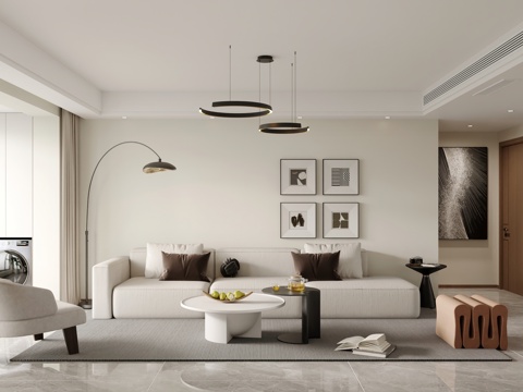 现代客餐厅 开放厨房 酒柜3d模型