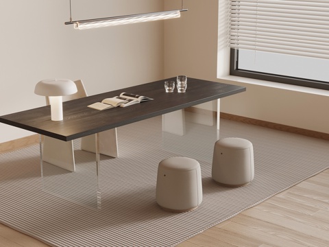 现代简约书桌椅 办公桌椅su模型