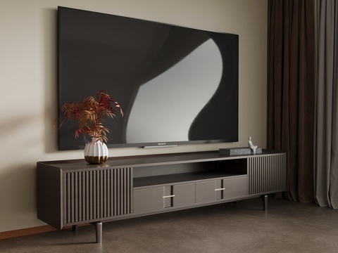 新中式电视柜su模型