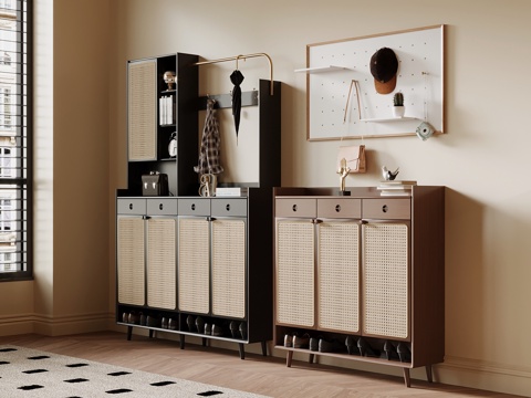 中古风鞋柜su模型