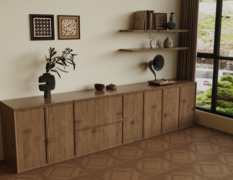  中古风储物柜 书柜 置物架3d模型 