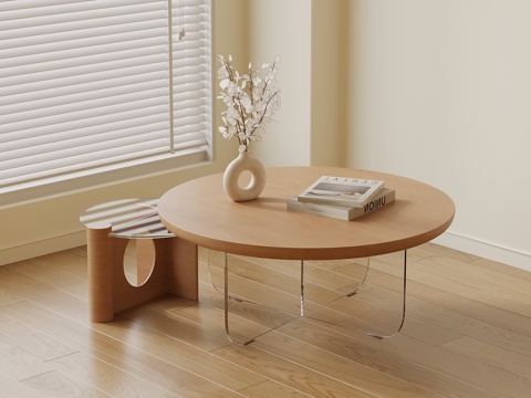  现代中古茶几 圆形茶几3d模型 