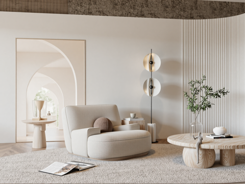 休闲单人沙发组合su模型