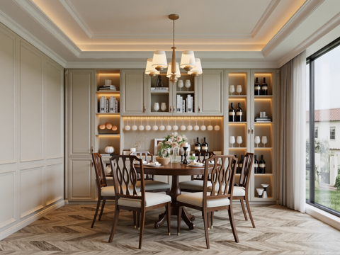 现代简欧餐厅su模型