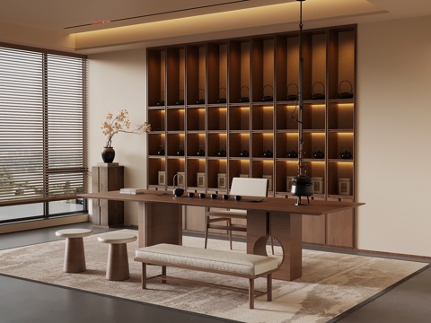 新中式茶室su模型