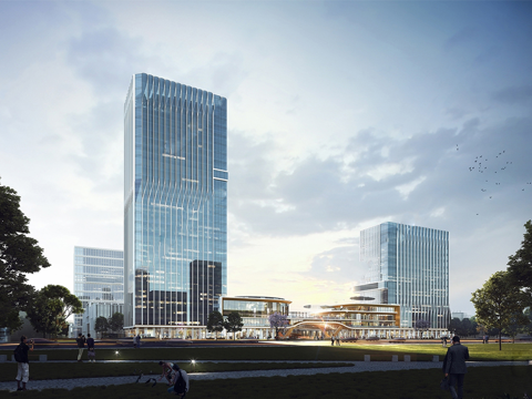 现代智能制造产业园 办公楼建筑 工业研发厂房su模型