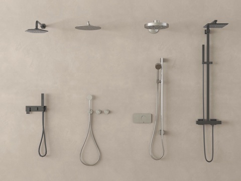  现代淋浴花洒 嵌入式花洒su模型 