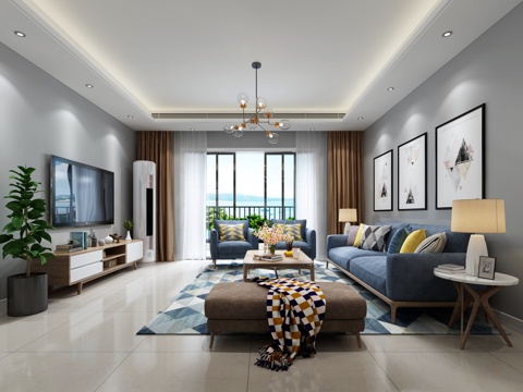  北欧客厅现代客厅3d模型 