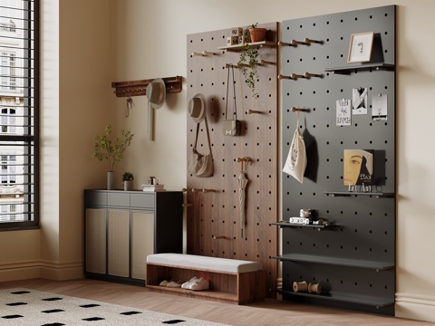 中古风鞋柜su模型