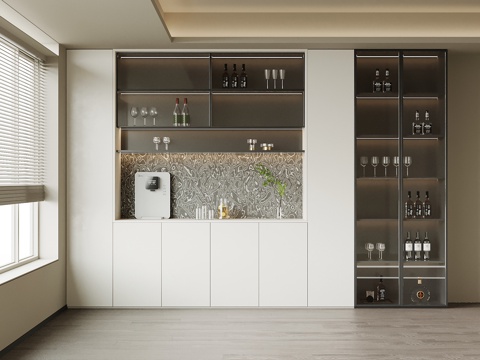 现代意式酒柜 餐边柜su模型