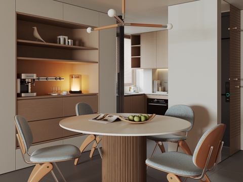 现代家居餐厅su模型