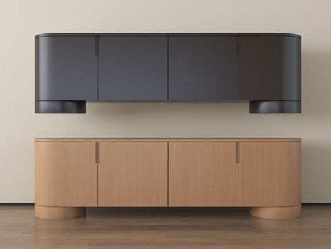 现代电视柜 边柜su模型