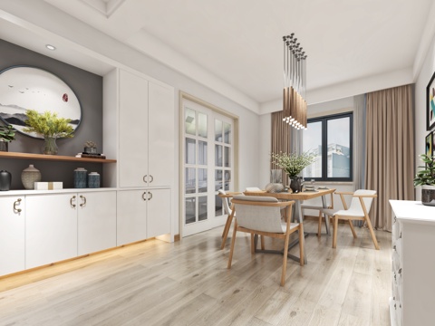  北欧餐厅餐椅3d模型 