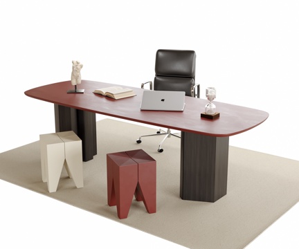 现代书桌椅 凳子 书桌su模型