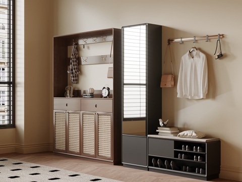 中古风鞋柜su模型